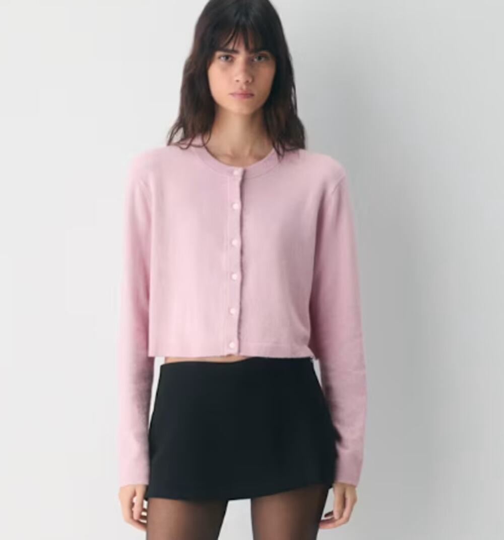 Aritzia Wilfred SoftSpok Sicily Cardigan in Dusty Pink Medium Cropped